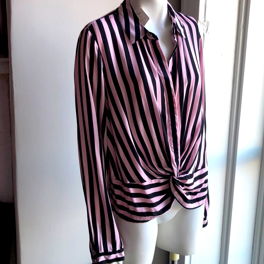 Twist front button down blouse